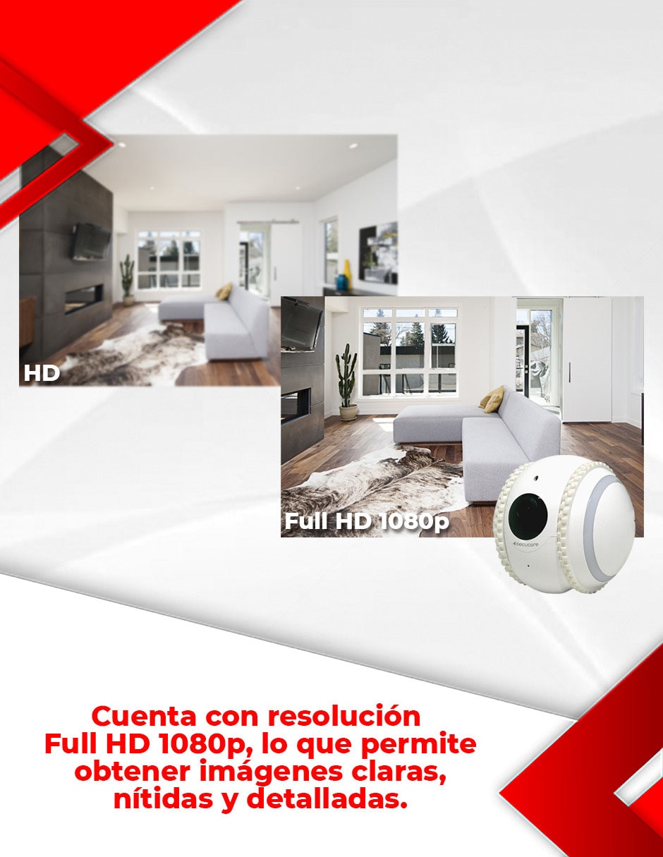 Cámara Wi-Fi de seguridad inalámbrica Full HD 75° con capacidad para grabar visión nocturna para interior 3