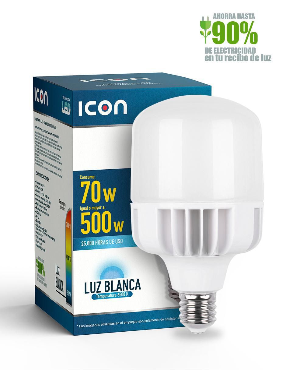 Foco LED 70 W de consumo 500 W de iluminación 110 lm lúmenes 2
