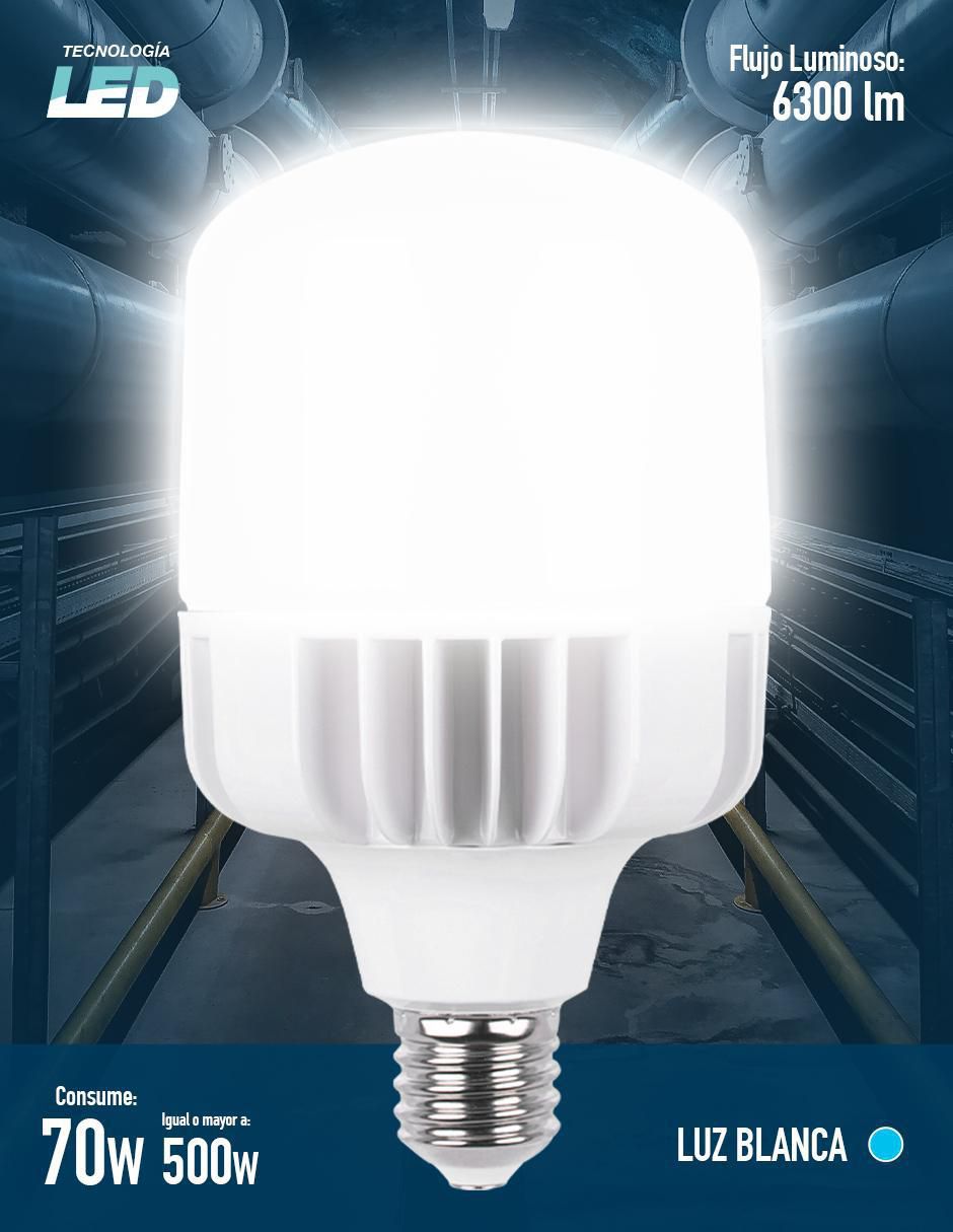 Foco LED 70 W de consumo 500 W de iluminación 110 lm lúmenes 3