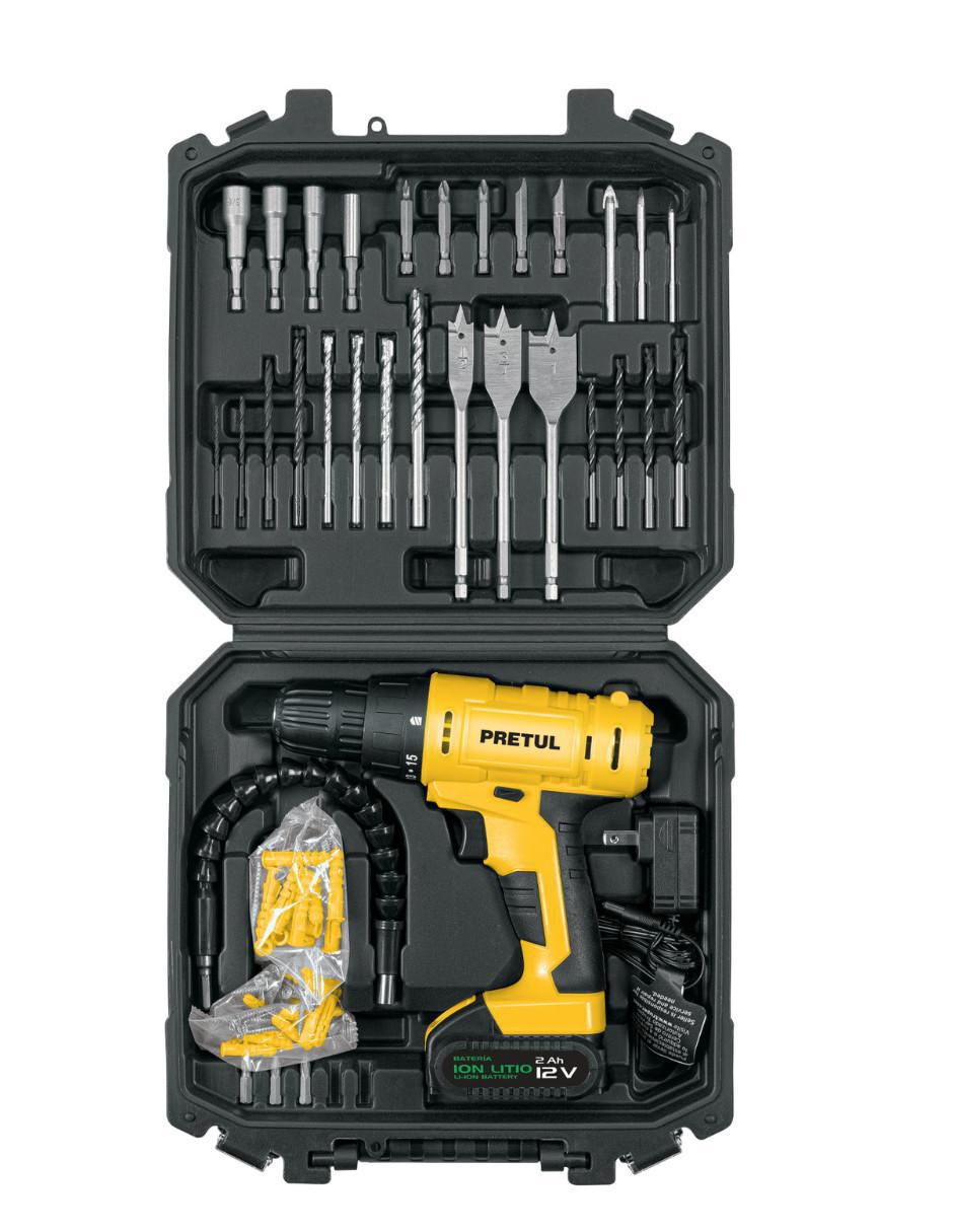 Kit taladro y brocas inalámbrico de 12 V