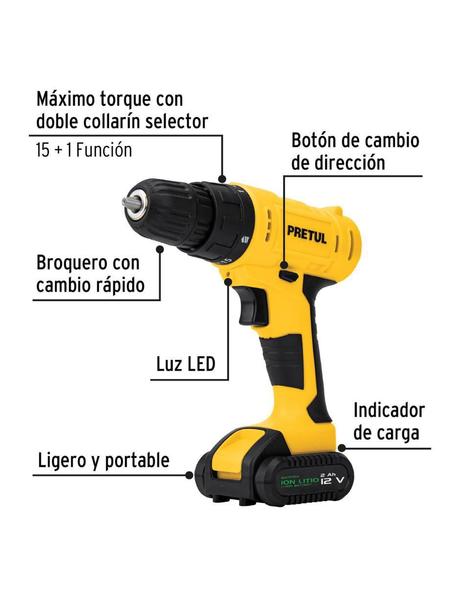 Kit taladro y brocas inalámbrico de 12 V 2