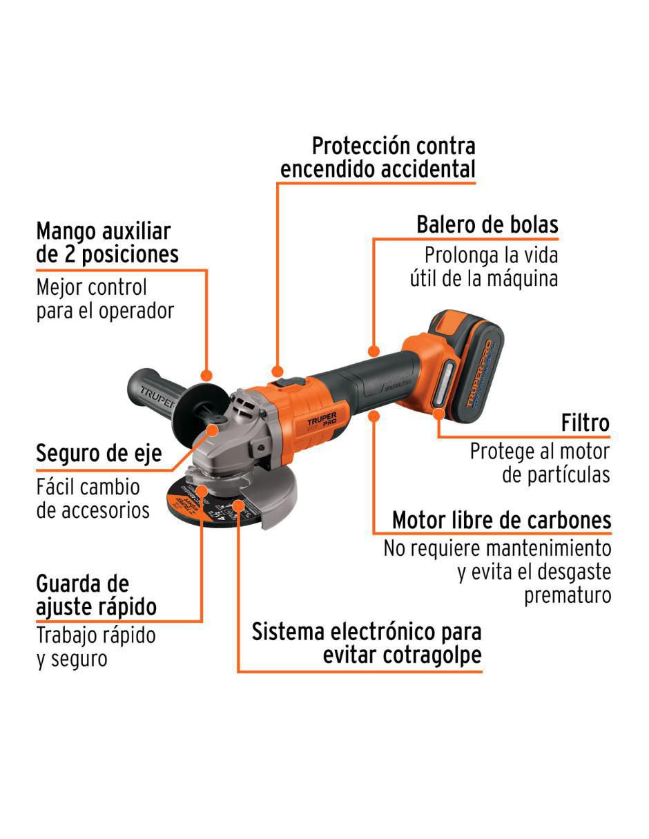 Pulidora angular inalambrica 430 w 2