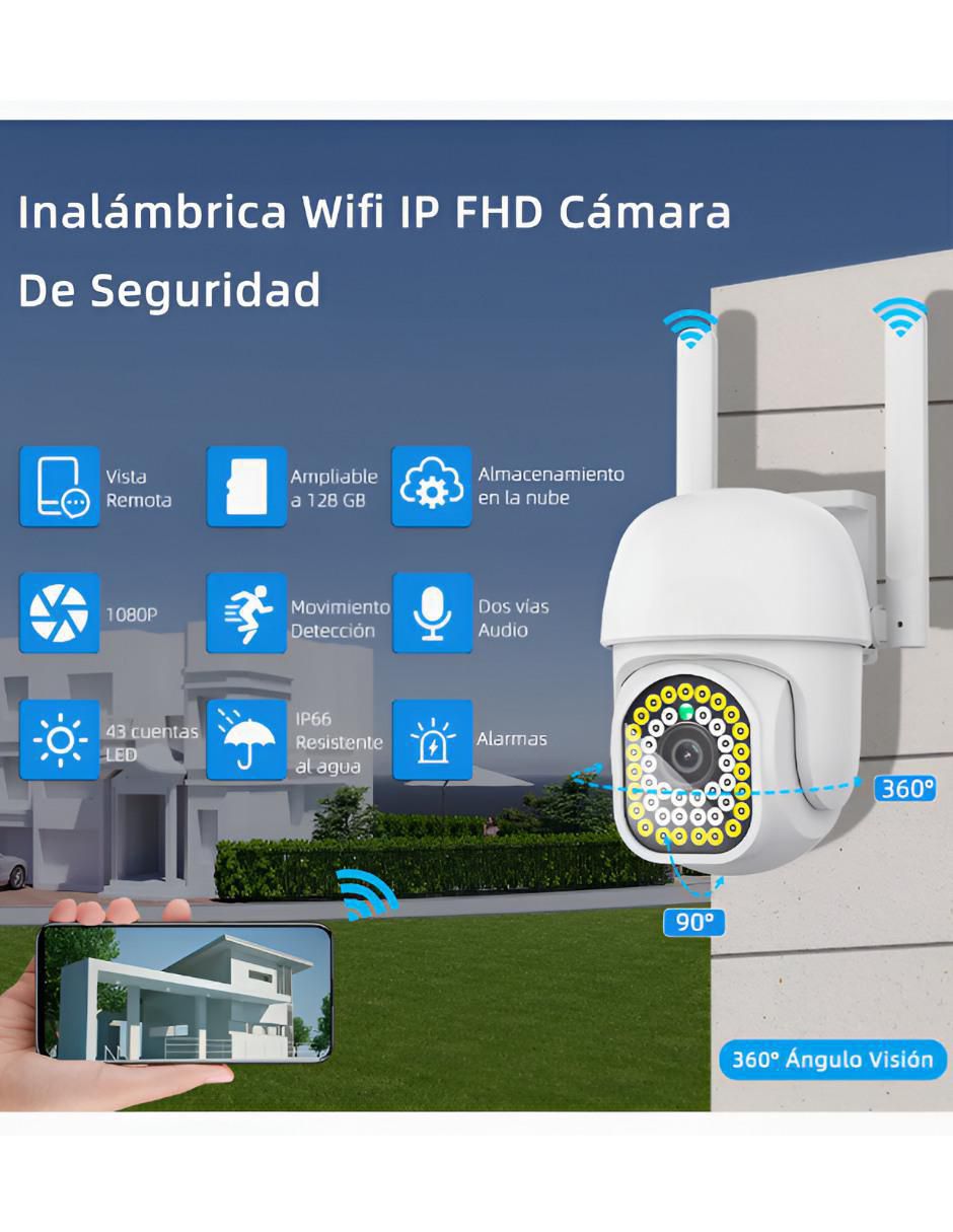 Cámara individual de seguridad inalámbrica Full HD 360° con capacidad para grabar visión nocturna para interior y exterior 2