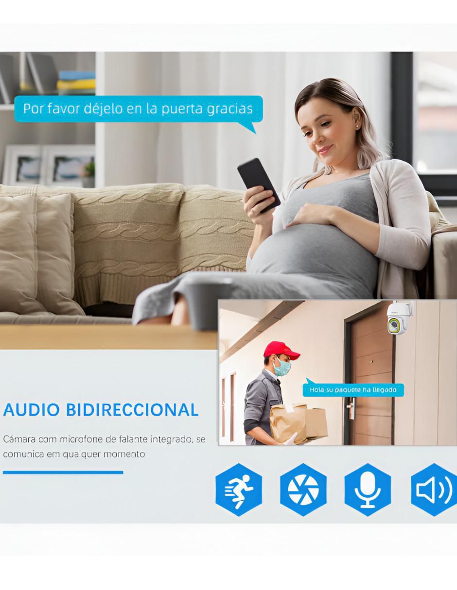Cámara individual de seguridad inalámbrica Full HD 360° con capacidad para grabar visión nocturna para interior y exterior 3