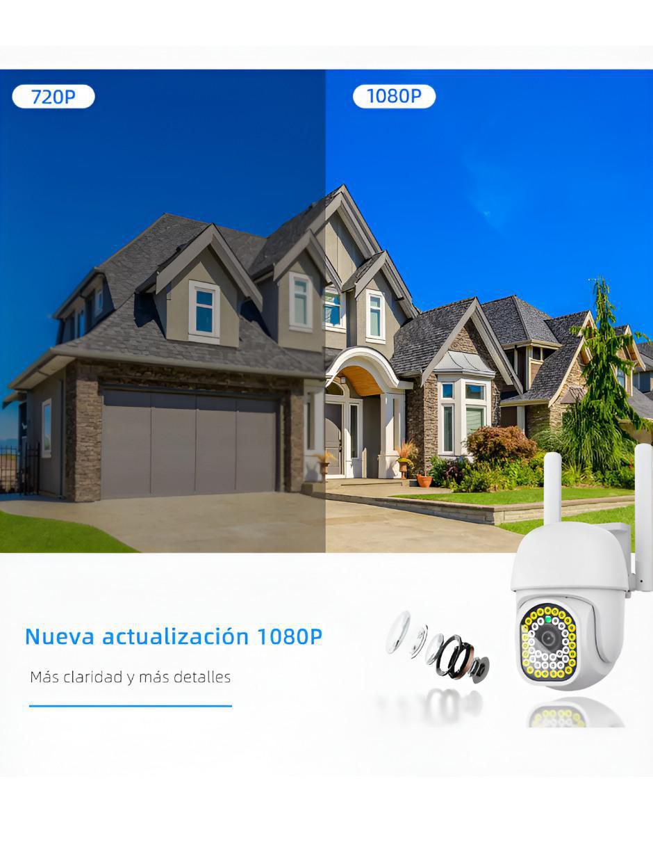 Cámara individual de seguridad inalámbrica Full HD 360° con capacidad para grabar visión nocturna para interior y exterior 4