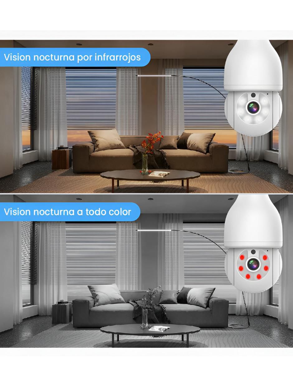 Cámara individual de seguridad inalámbrica Full HD 360° con capacidad para grabar visión nocturna para interior 3
