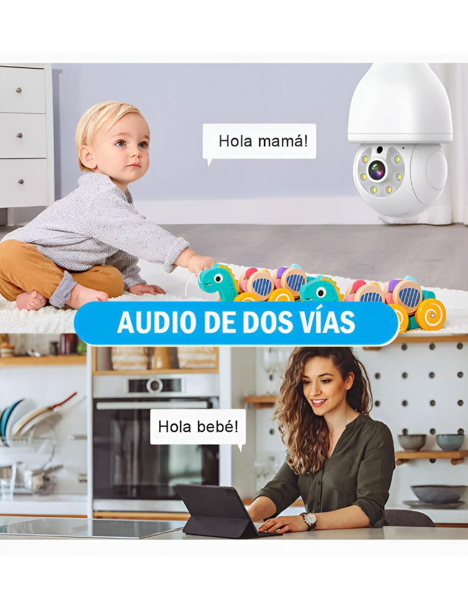 Cámara individual de seguridad inalámbrica Full HD 360° con capacidad para grabar visión nocturna para interior 4