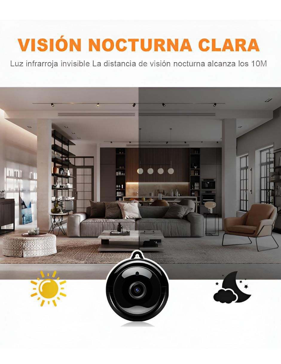 Cámara individual de seguridad inalámbrica Full HD 110° con capacidad para grabar visión nocturna para interior 3