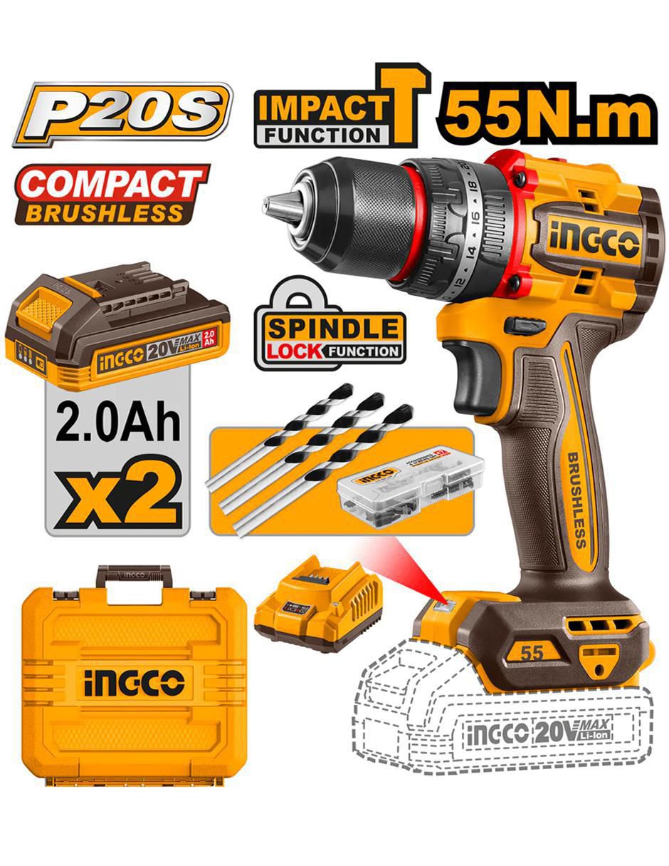Set taladro atornillador inalámbrico UCIDLI20558 de 20 V