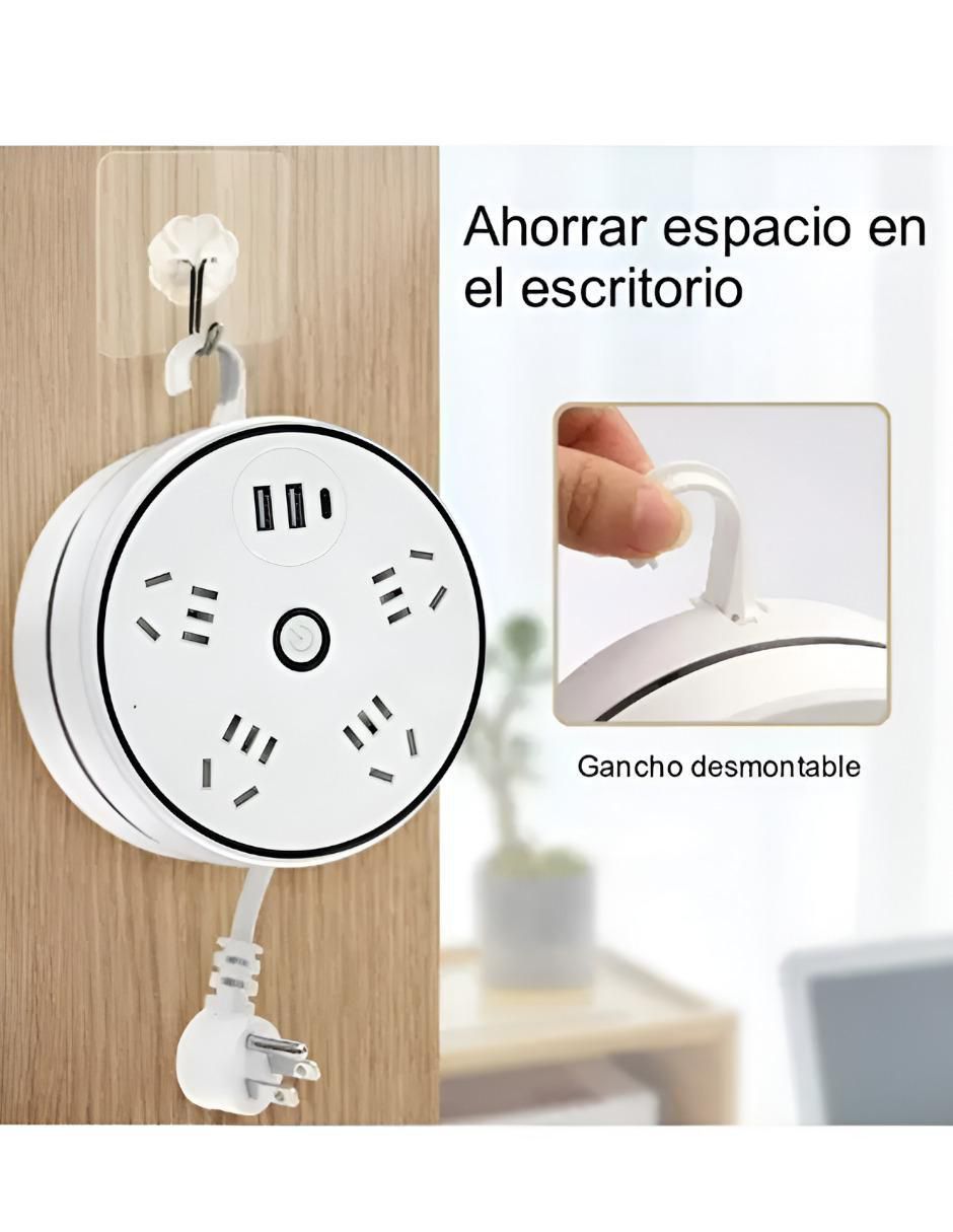 Multicontacto de 4 contactos y 2 puertos USB 2