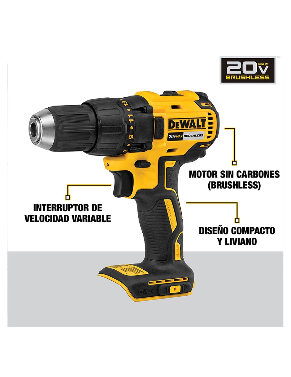 Taladro atornillador Dcd7771b-b3 de 20 V 2