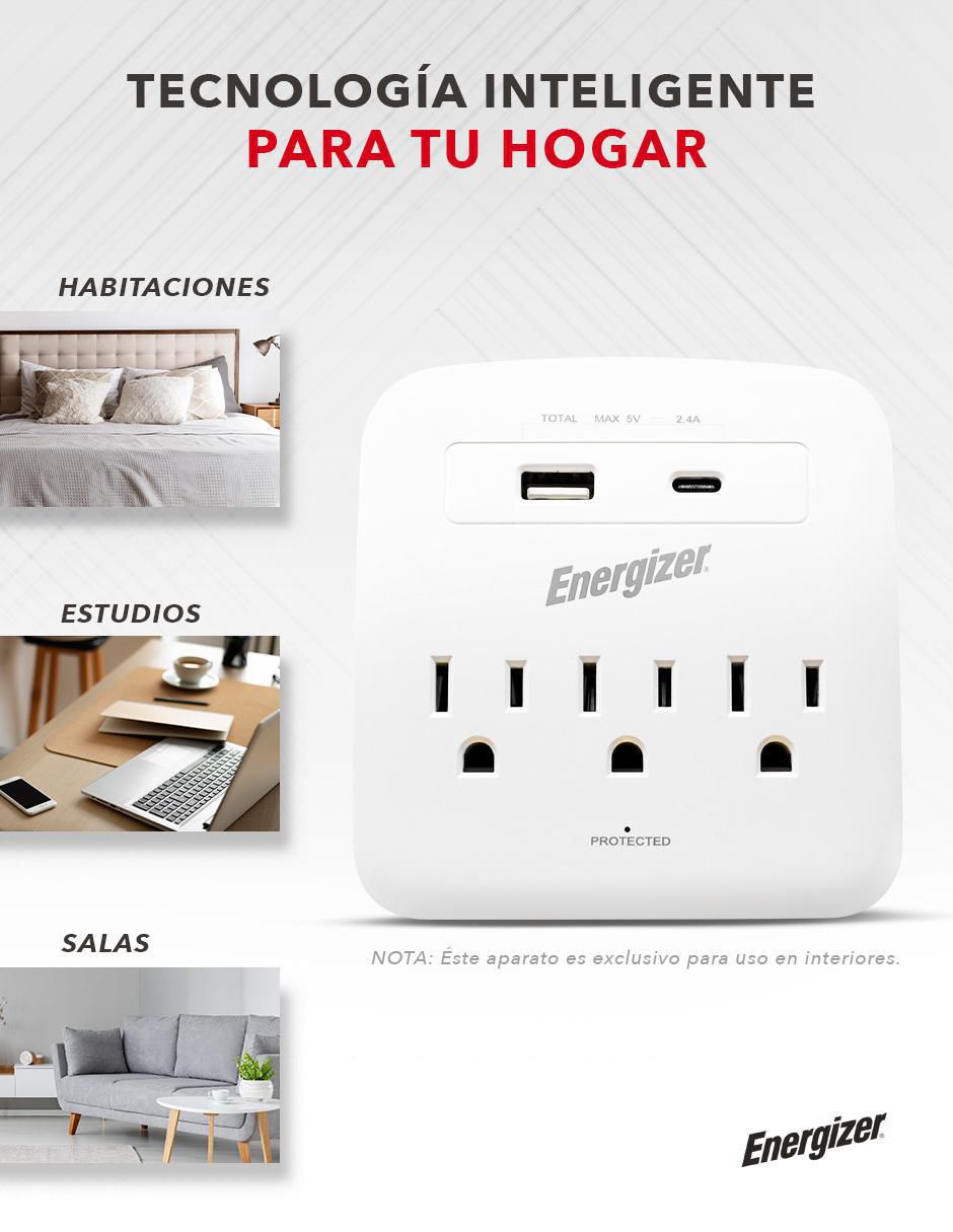 Multicontacto EN-TAP3 de 3 salidas y 2 puertos USB 3