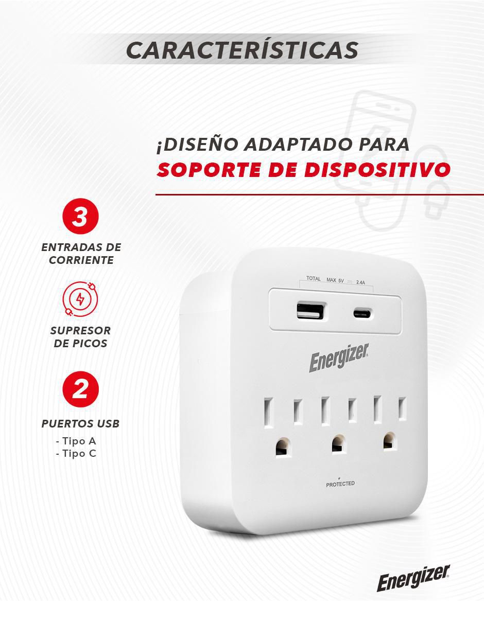 Multicontacto EN-TAP3 de 3 salidas y 2 puertos USB 4