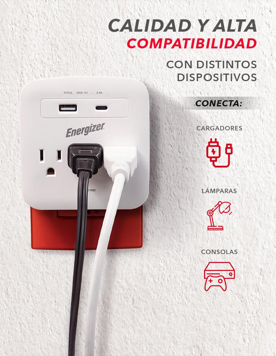 Multicontacto EN-TAP3 de 3 salidas y 2 puertos USB 5