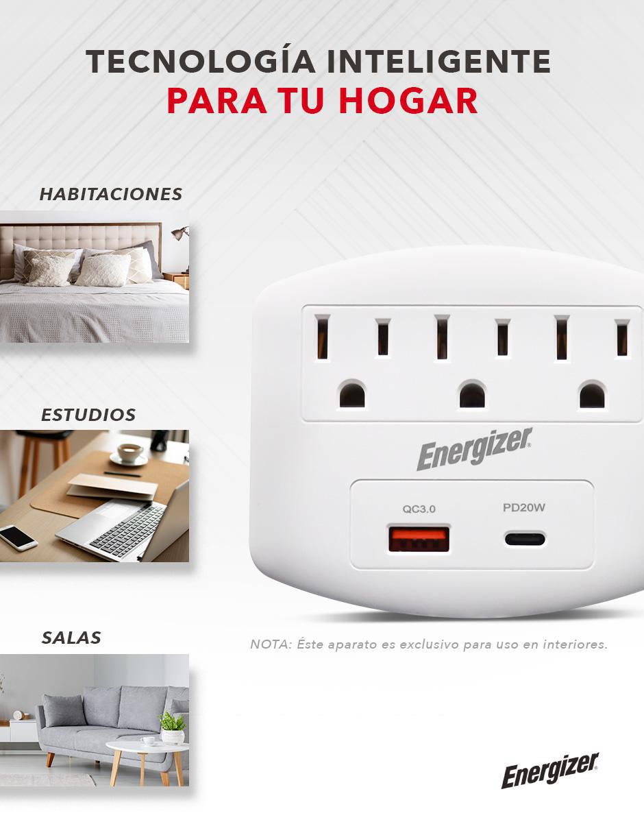 Multicontacto EN-TAP4 de 3 salidas y 2 puertos USB 3