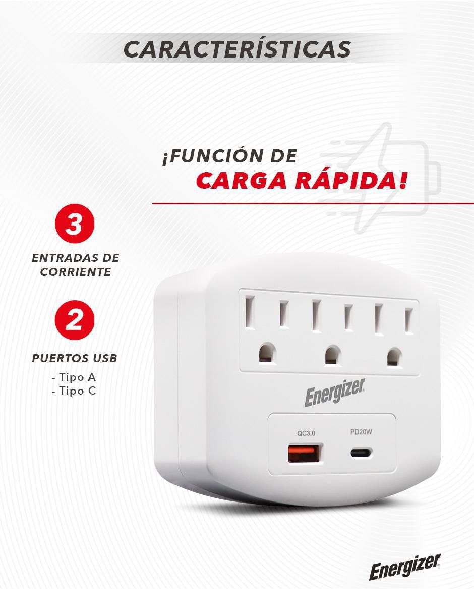 Multicontacto EN-TAP4 de 3 salidas y 2 puertos USB 4