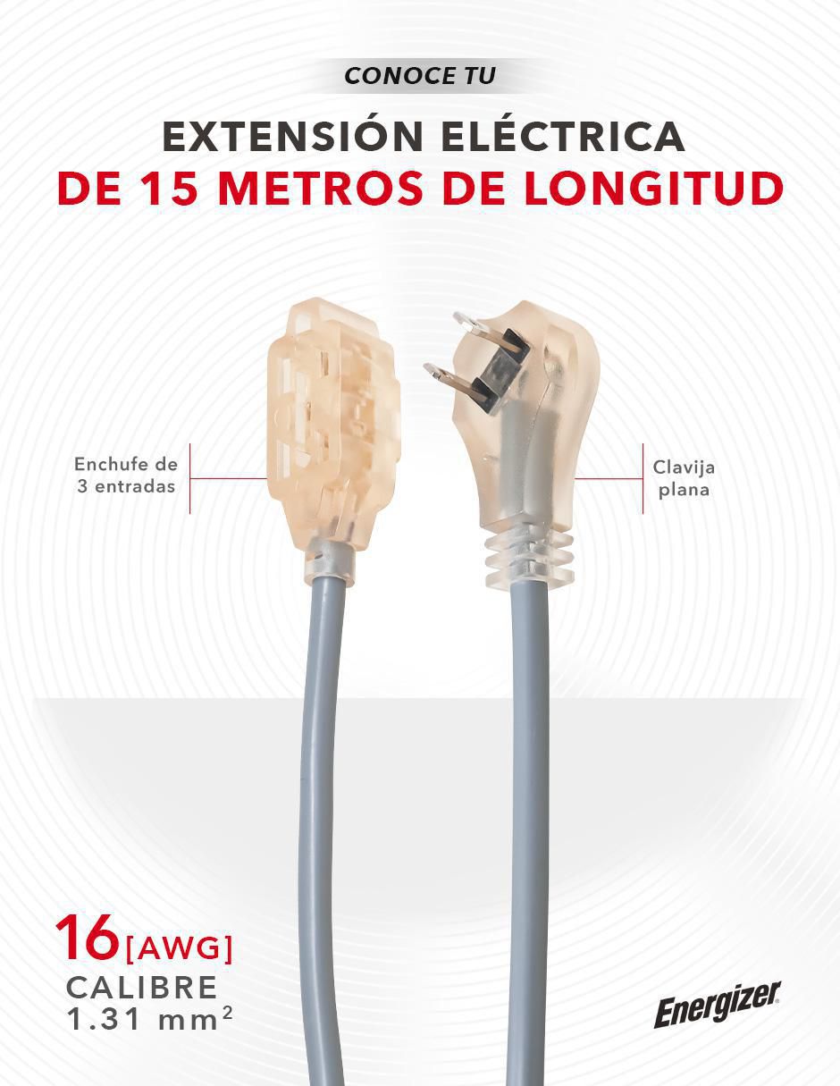 Extensión eléctrica 15 m 2