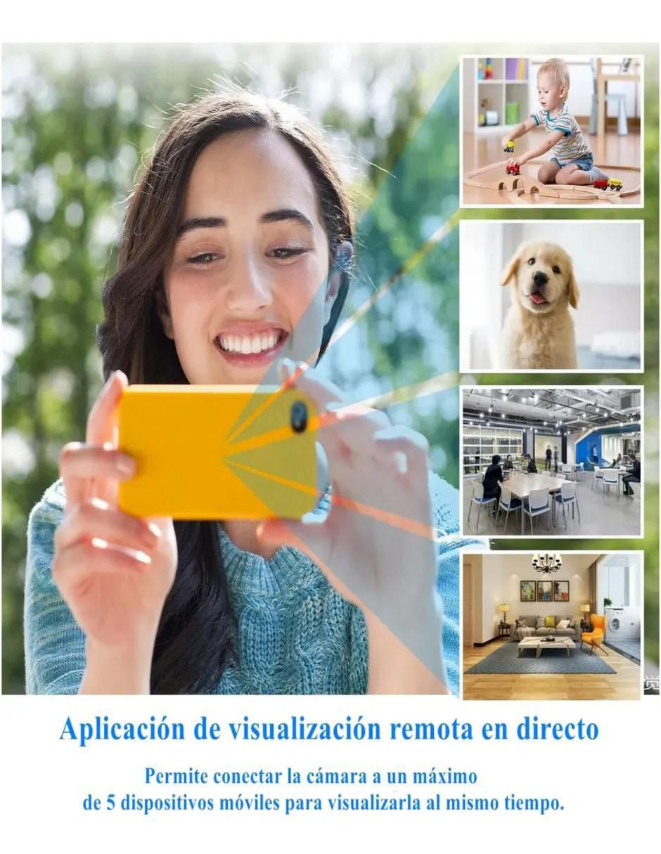 Cámara Wi-Fi de seguridad inalámbrica 2K 150° a 60°  con capacidad para grabar visión nocturna para interior 5