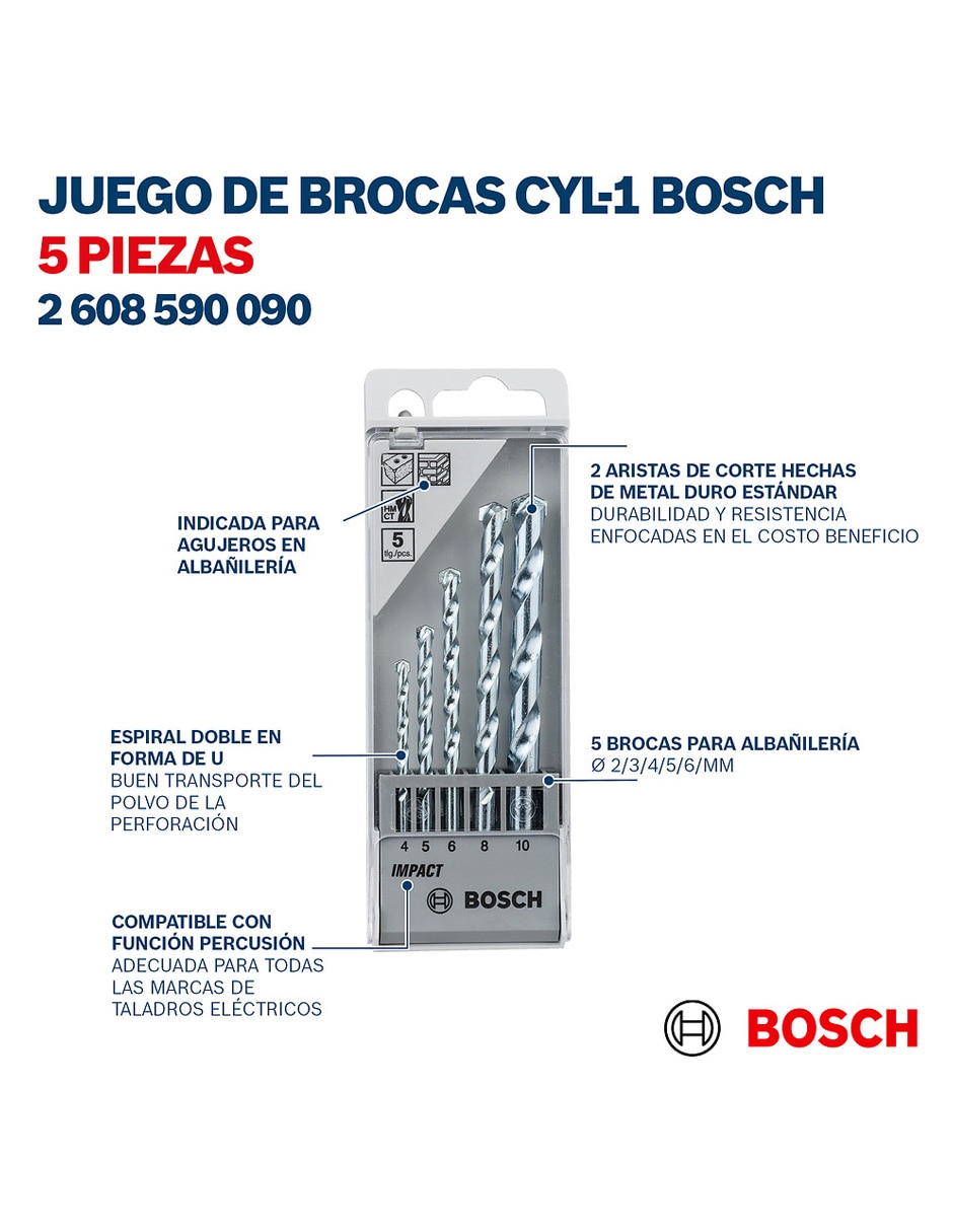 Juego brocas para concreto con 5 piezas 3