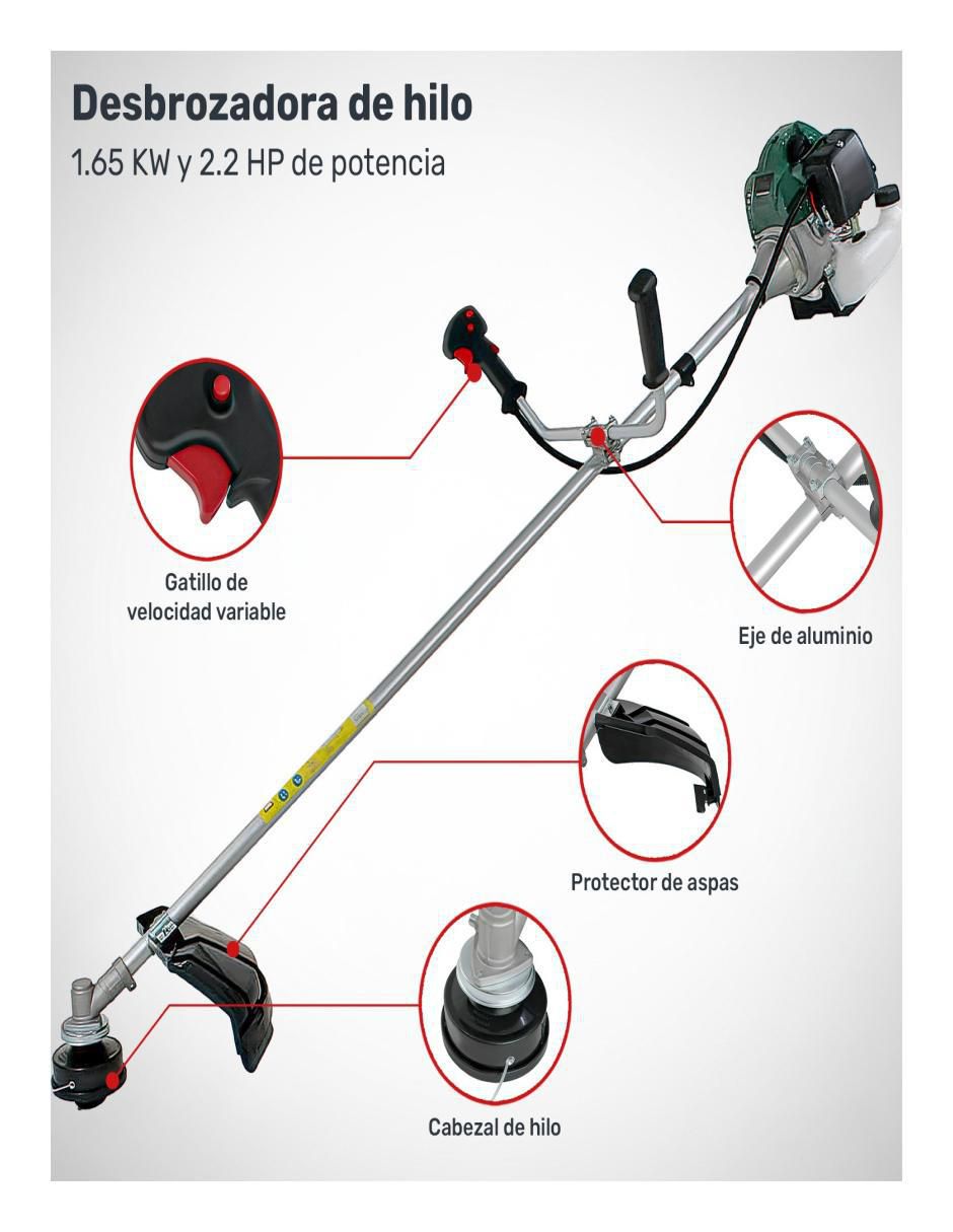 Desbrozadora gasolina de hilo o cuchilla mkz-desbr52ccver 2